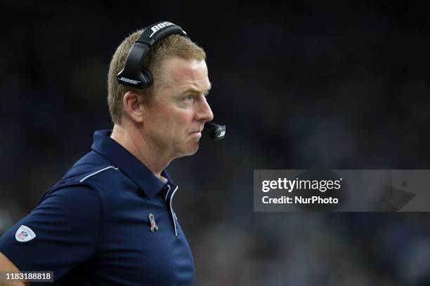 Dallas Cowboys head coach Jason Garrett is seen during the first half of an NFL football game against the Detroit Lions in Detroit, Michigan USA, on...