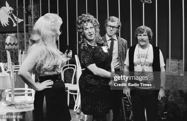 Actress Liz Fraser and comedians Tim Brooke-Taylor, Graeme Garden and Bill Oddie in a sketch from episode 'Caught in the Act' of the BBC television...