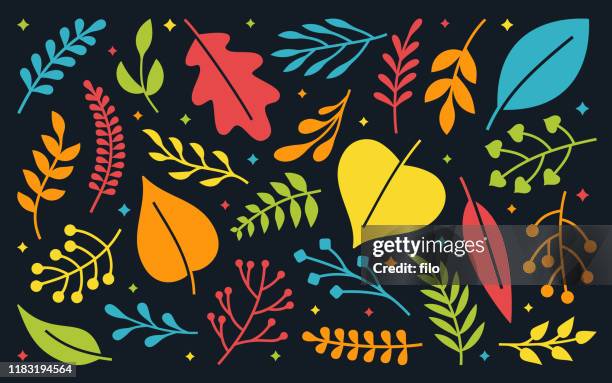 leaf and plant decoration elements - oak leaf stock illustrations