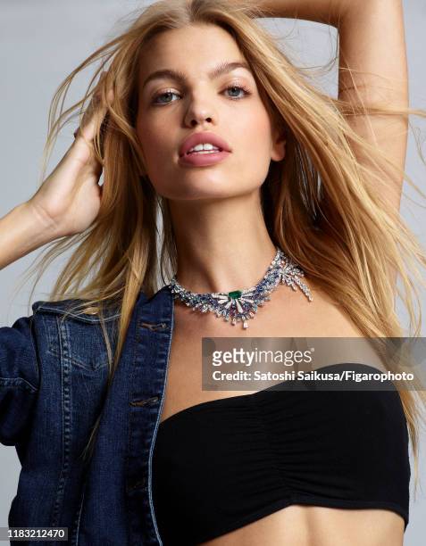 Model Daphne Groeneveld is photographed for Madame Figaro on June 16, 2018 in Paris, France. Necklace , jacket , bra . CREDIT MUST READ: Satoshi...