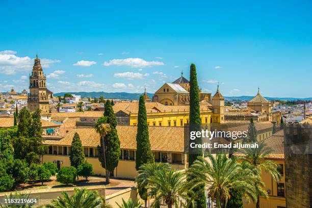 mosque-cathedral and roman bridge of cordoba, andalusia, spain - cordoba spain stock pictures, royalty-free photos & images