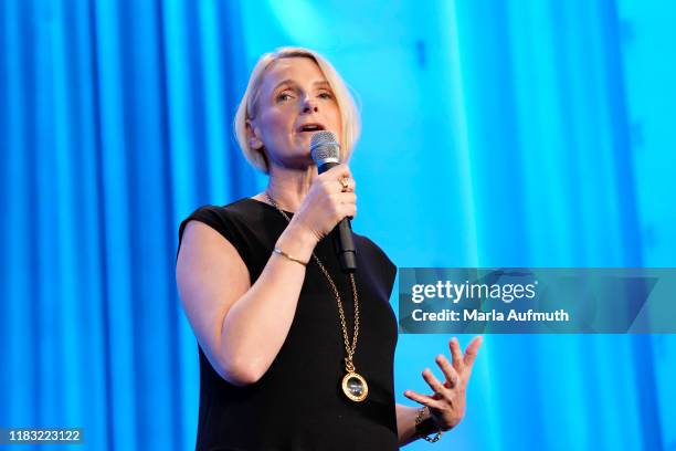 Writer Elizabeth Gilbert speaks on stage during Texas Conference For Women 2019 at Austin Convention Center on October 24, 2019 in Austin, Texas.