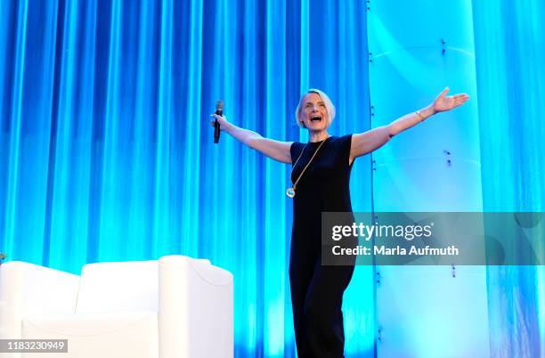 Writer Elizabeth Gilbert speaks on stage during Texas Conference For Women 2019 at Austin Convention Center on October 24, 2019 in Austin, Texas.