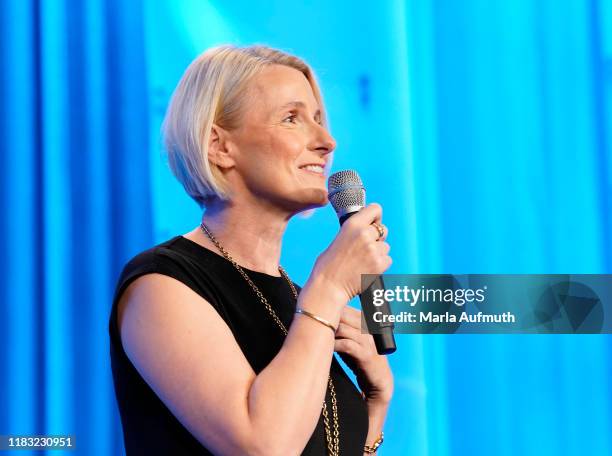 Writer Elizabeth Gilbert speaks on stage during Texas Conference For Women 2019 at Austin Convention Center on October 24, 2019 in Austin, Texas.