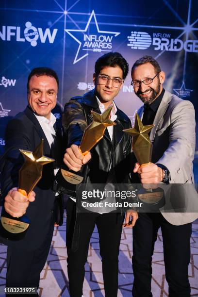 Reynmen pose with their awards Best Fitness & Sports Influencer Campaign during the Inflow Global Awards 2019 at the Four Seasons Bosphorus Hotel on...