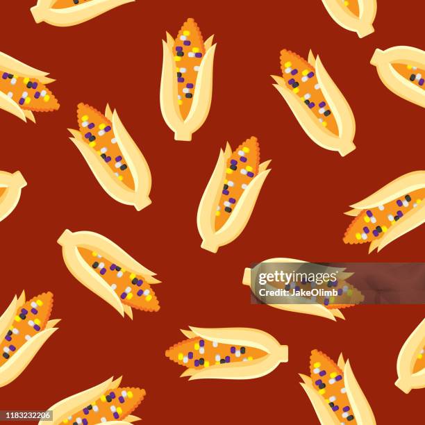 corn pattern flat 2 - sweetcorn stock illustrations
