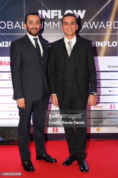 Afsin Avcı and Emre Gelen pose on the red carpet upon arrival to attend the Inflow Global Awards 2019 at the Four Seasons Bosphorus Hotel on October...