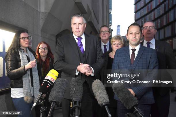 Dave Whellams speaks outside the Old Bailey in London after Svenson Ong-a-Kwie and 17-year-old Arron Isaacs, were sentenced at the court for the...