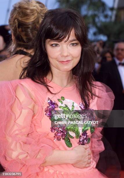 Icelandic pop star and actress Bjork poses upon her arrival for the screening of Danish director Lars Von Trier movie "Dancer in the Dark", 17 May...