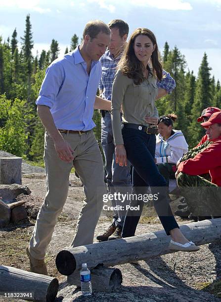 Prince William, Duke of Cambridge and Catherine, Duchess of Cambridge visit Blachford Lake near Yellowknife on July 5, 2011 in Blatchford Lake,...