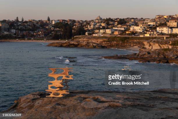 Sculpture by Italian artist Maurizio Perronat at Sculpture By The Sea at Bondi Beach on October 24, 2019 in Sydney, Australia.