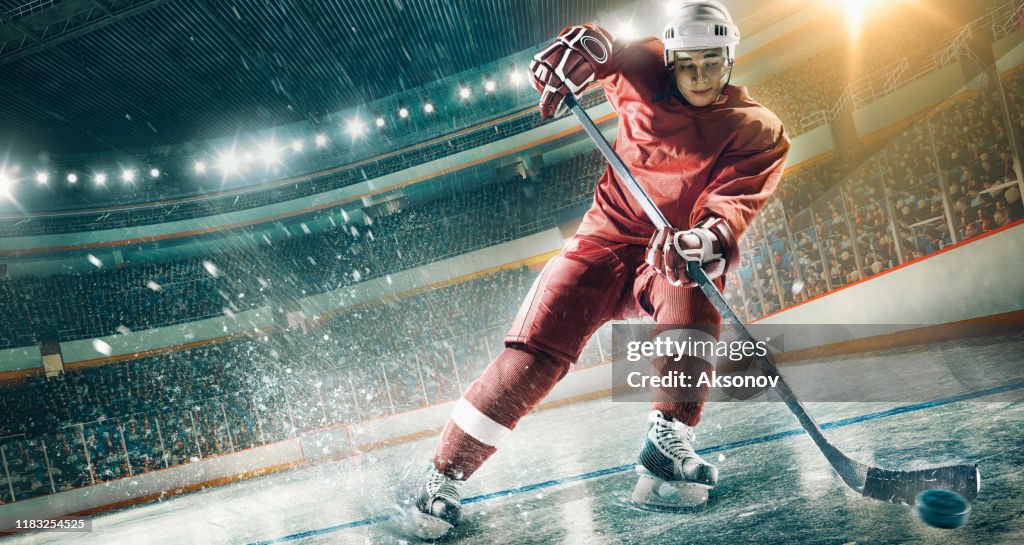 Ice hockey player in action