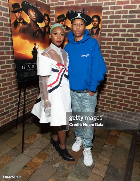 Cynthia Erivo and Lena Waithe attend the "Harriet" New York Screening at The Roxy Hotel on October 24, 2019 in New York City.