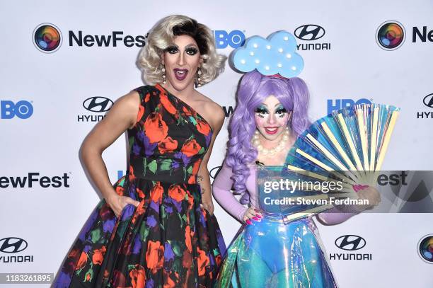 Marti Gould Cummings and Bracken Hanke attend "Drag Kids" at the NewFest Film Festival in the SVA Theater on October 24, 2019 in New York City.