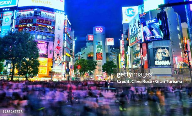 View of the Shibuya Crossing is seen in Tokyo city ahead of Round 5 of the Gran Turismo World Tour 2019 on October 24, 2019 in Tokyo, Japan.