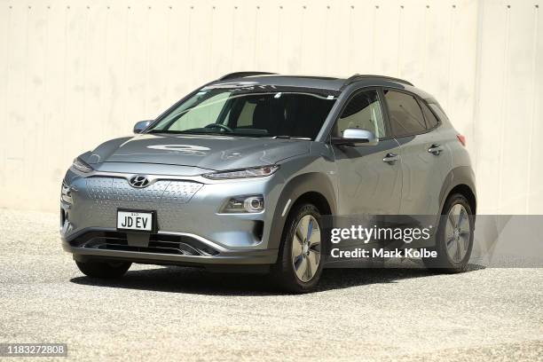 An Hyundai Kona Electric Highlander is seen at Sydney Olympic Park on October 25, 2019 in Sydney, Australia. Electric vehicles are being bought in...