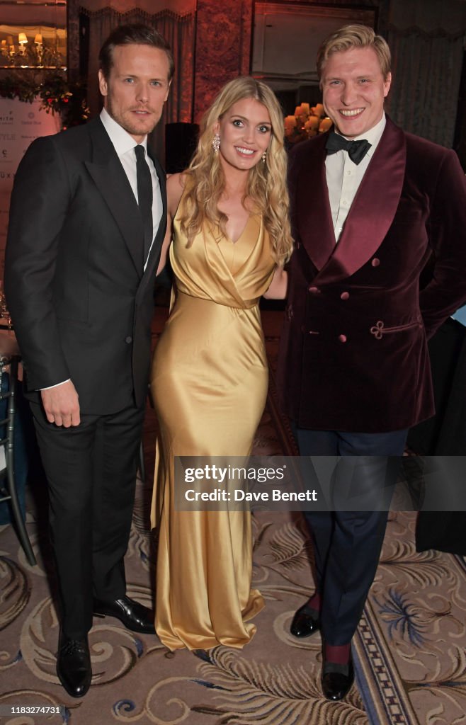 Sam Heughan, Lady Kitty Spencer and Tom Chamberlin attend the Walpole