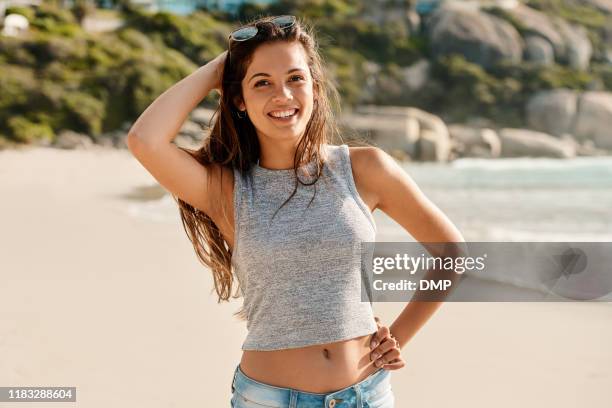 the day is beautiful and so is she - crop top stock pictures, royalty-free photos & images