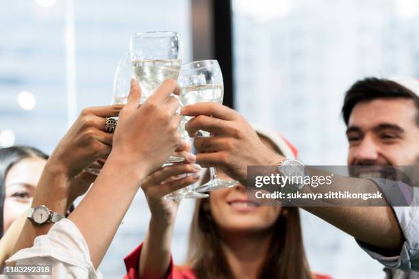 partnership, new year, x-mas,celebration concept. - corporate celebration imagens e fotografias de stock