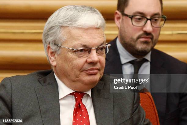 Belgian Deputy Prime Minister and Foreign Minister Didier Reynders attends a meeting with Chinese State Councillor and Foreign Minister Wang Yi at...