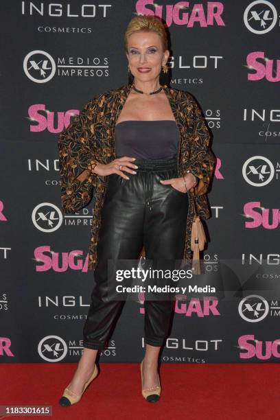 Raquel Bessudo poses for photos during 'Sugar' Red Carpet at Teatro De Los Insurgentes on October 24, 2019 in Mexico City, Mexico.