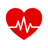 Heart Isometric health care concept red shape and heartbeat.