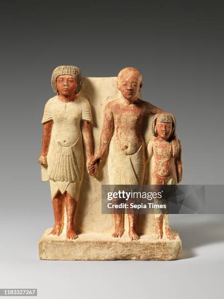 Statue of two men and a boy that served as a domestic icon, New Kingdom, Amarna Period, Dynasty 18, circa 1353-1336 BC, From Egypt; Probably from...