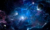 Cosmic nebula and the shining stars