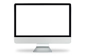 Computer display with blank white screen, 