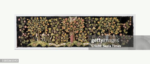 The Garden of Eden, last quarter 16th century, British, Velvet worked with silk and metal thread; long -and-short, split, stem, satin, chain, knots,...