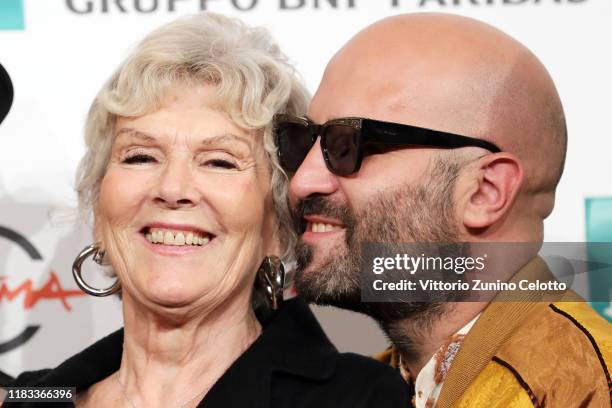 Caterina Caselli and Giuliano Sangiorgi attend the photocall of the movie "Negramaro. L'anima vista da qui" during the 14th Rome Film Festival on...