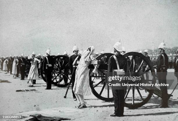 Photograph of the execution of insurgent sepoys, India under the British Raj.