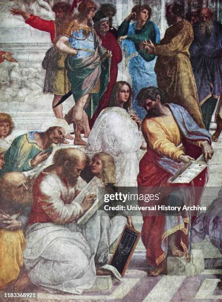 Detail from 'The School of Athens' by Raphael. Raffaello Sanzio da Urbino an Italian painter and architect.