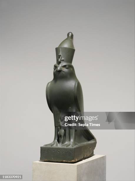 God Horus Protecting King Nectanebo II, Late Period, Dynasty 30, 360-343 bc, From Egypt; Said to be from Memphite Region, Heliopolis , Tomb of a...