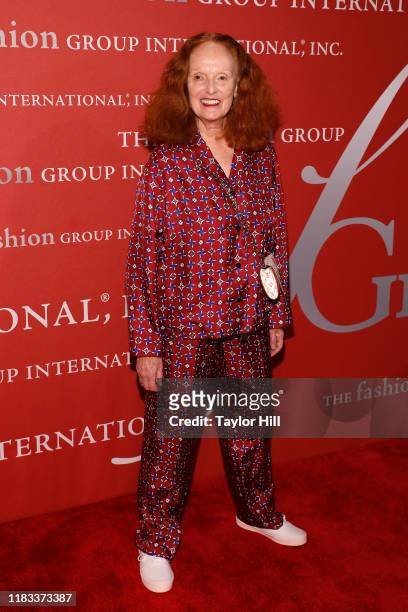 Grace Coddington attends Fashion Group International's 2019 Night of Stars at Cipriani Wall Street on October 24, 2019 in New York City.