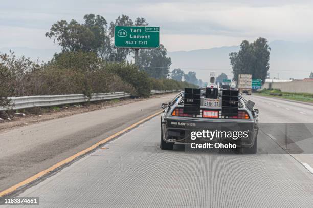 dmc delorean, back to the future car, during fireball transcontinental run 2010 event - delorean stock pictures, royalty-free photos & images