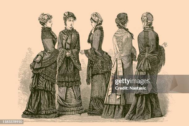 ビクトリア朝のファッション女性、黒のドレス - 黒のドレス点のイラスト素材／クリップアート素材／マンガ素材／アイコン素材