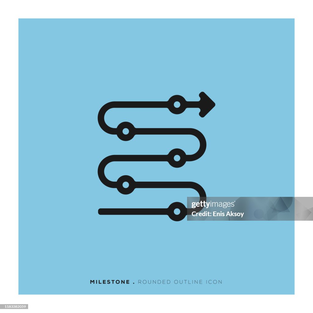 Meilenstein-Symbol für abgerundete Linien