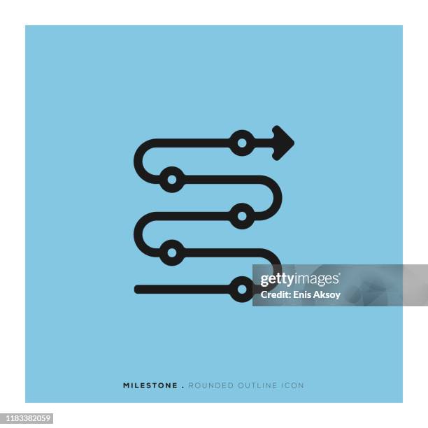 milestone rounded line icon - timeline visual aid stock illustrations