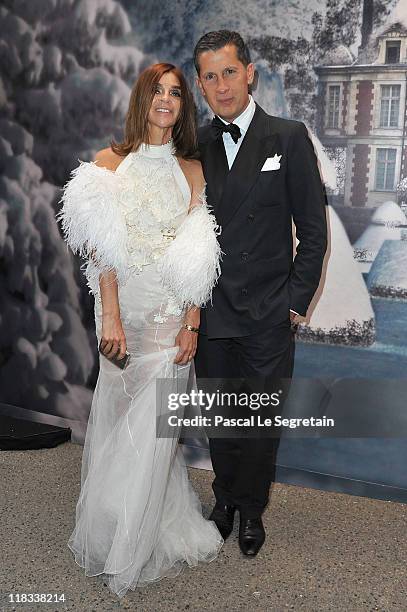 Carine Roitfeld and Stefano Tonchi attend 'The White Fairy Tale Love Ball' in Support Of 'The Naked Heart Foundation' at Chateau De Wideville on July...