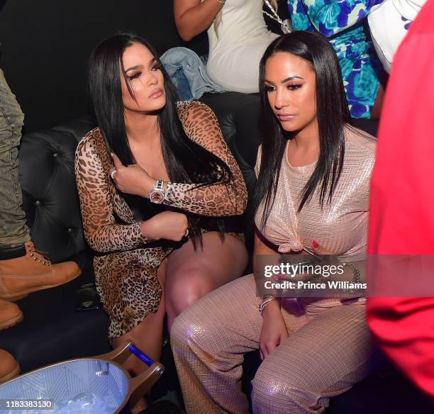 Emily B and Delicia Cordon attend Stuck in Traffik Hosted By Fabolous at Traffik on October 25, 2019 in Atlanta, Georgia.