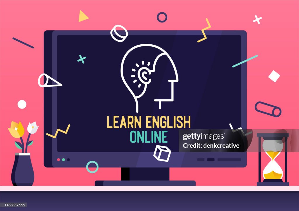 Vector Web Banner Design for Learn English Online