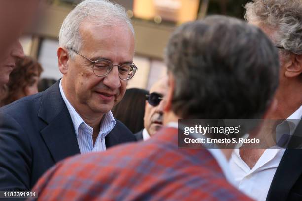 Walter Veltroni attends the red carpet of the movie "Il cinema è una cosa meravigliosa" during the 14th Rome Film Festival on October 25, 2019 in...