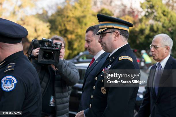Lt. Col. Alexander S. Vindman, the top Ukraine expert at the National Security Council, arrives to Longworth House Office Building to testify before...