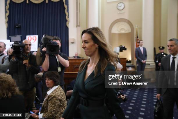 Jennifer Williams, adviser to Vice President Mike Pence for European and Russian affairs arrives to testify before the House Intelligence Committee...