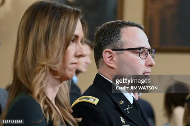 National Security Council Ukraine expert Lieutenant Colonel Alexander Vindman and Jennifer Williams, an aide to Vice President Mike Pence arrive to...