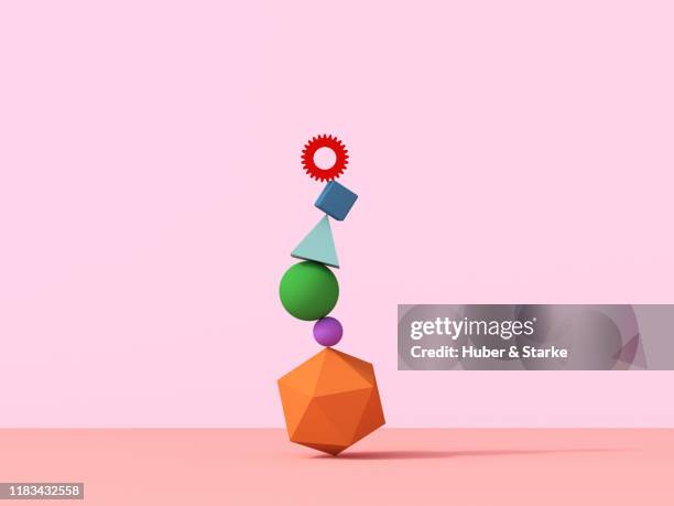 stack of geometric shapes - contact color background stock pictures, royalty-free photos & images