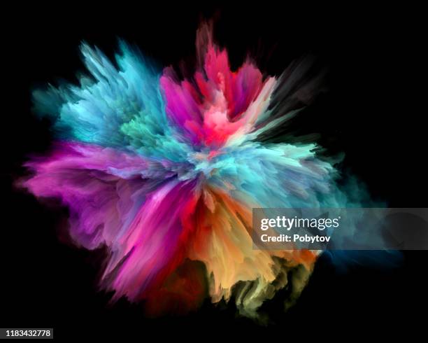 ilustrações de stock, clip art, desenhos animados e ícones de colorful rainbow holi paint color powder explosion isolated black background - pó colorido