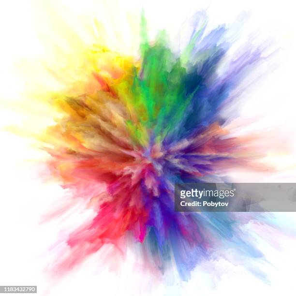 colorful rainbow holi paint color powder explosion isolated white background - colour powder explosion stock illustrations