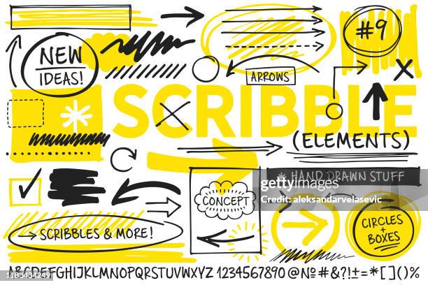 stockillustraties, clipart, cartoons en iconen met scribble design elementen - alphabet vector